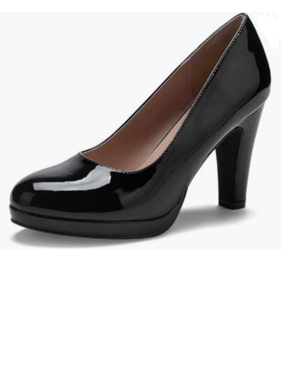 miss left Black Low Platform Chunky High Heel Slip On Closed Round Toe Pump